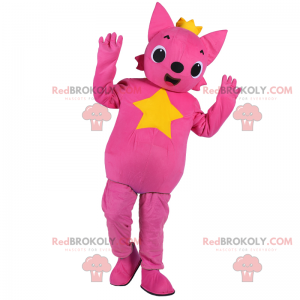 Mascote gato rosa com estrela - Redbrokoly.com