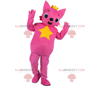 Pink cat mascot with star - Redbrokoly.com