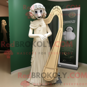 Cream Celtic Harp maskot...