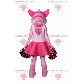 Pink cat mascot dressed as a pompom girl - Redbrokoly.com