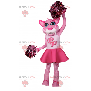 Pink cat mascot dressed as a pompom girl - Redbrokoly.com