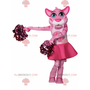 Pink cat mascot dressed as a pompom girl - Redbrokoly.com