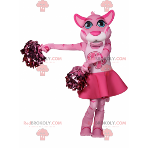 Rosa Katzenmaskottchen verkleidet als Pompon-Mädchen -