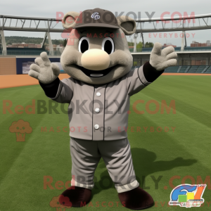 Gray Baseball Glove mascot...