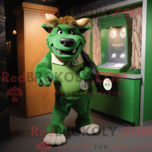 Grøn Bison maskot kostume...