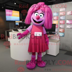 Magenta But maskot kostume...