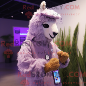 Lavendel Lama maskot drakt...