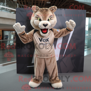 Tan Lynx maskot kostume...
