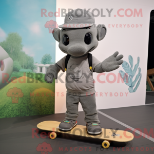 Grå skateboard maskot...