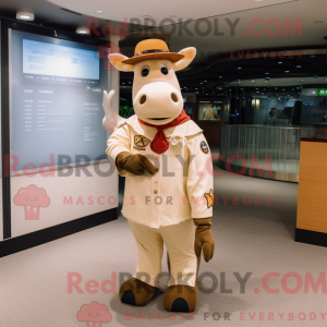 Tan Cow maskot kostume...