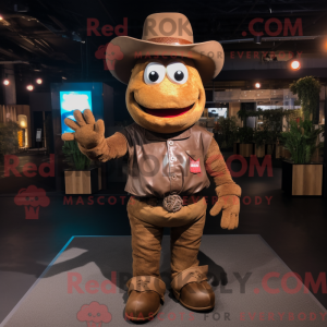 Brun Cowboy maskot kostume...