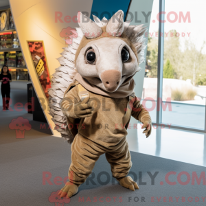 Beige Armadillo maskot...