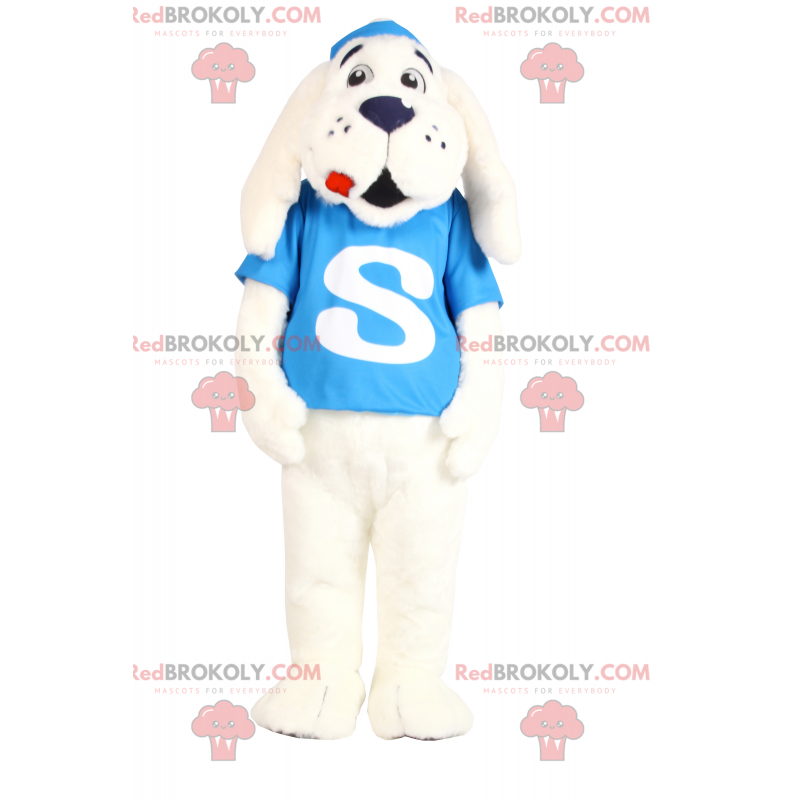 Weißes Hundemaskottchen hat lange Ohren - Redbrokoly.com Weißes Hundemaskottchen hat lange Ohren - Redbrokoly.com