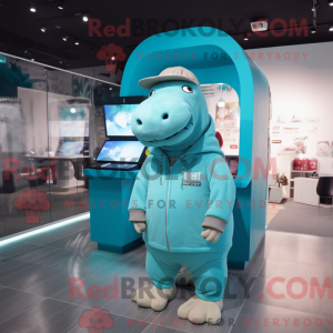 Cyan Hippopotamus mascot...