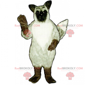 Mascote cachorro branco com manchas pretas no olho esquerdo -