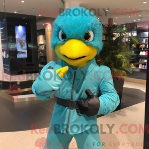 Postava maskota tyrkysového...