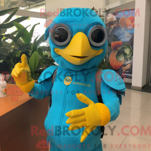 Postava maskota tyrkysového...