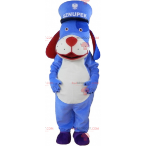 Maskotka niebieski pies z czapką - Redbrokoly.com