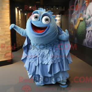 Blå Piranha maskot kostume...