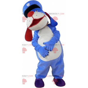 Mascote cachorro azul com boné - Redbrokoly.com