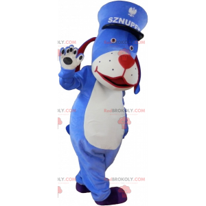 Blue dog mascot with cap - Redbrokoly.com