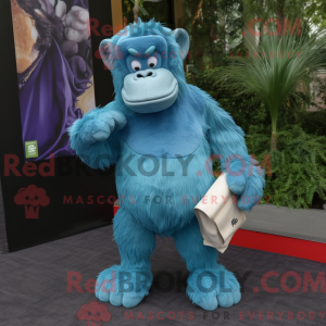 Blå orangutang maskot drakt...