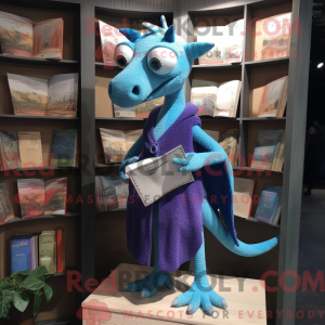 Blå Pterodactyl maskot...