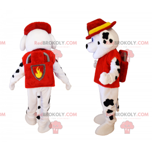 Dalmatian puppy mascot in firefighter outfit - Redbrokoly.com