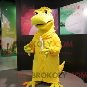Gul krokodille maskot...