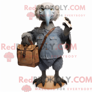 Gray Vulture maskot kostume...