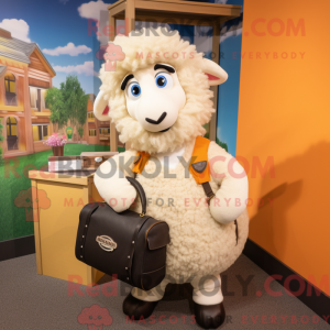 Cream Suffolk Sheep maskot...