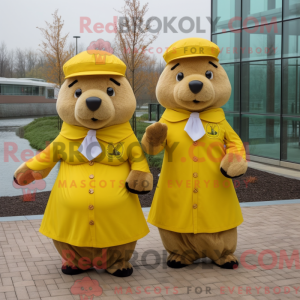 Gul Beaver maskot kostume...