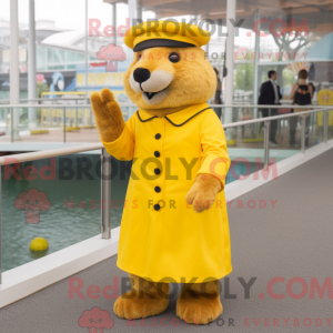 Gele Bever mascotte kostuum...
