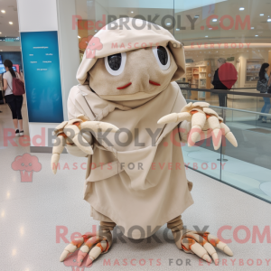 Beige Crab mascot costume...
