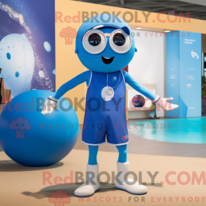 Blue Petanque Ball mascot...
