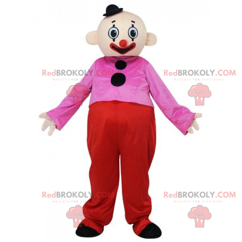 Clown maskot med en mini svart hatt - Redbrokoly.com