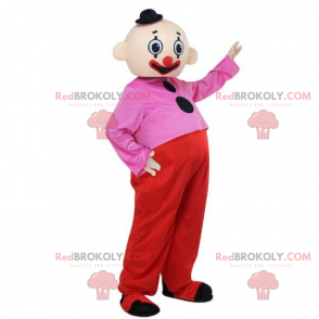 Clown mascot with a mini black hat - Redbrokoly.com