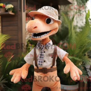 Peach Velociraptor maskot...