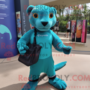 Teal Jaguarundi Maskottchen...