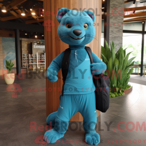 Teal Jaguarundi Maskottchen...