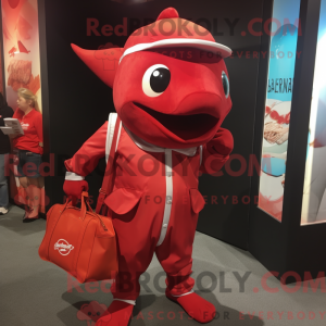 Rød sverdfisk maskot drakt...