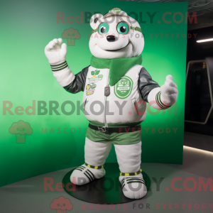 Hvit grönn øl maskot drakt...
