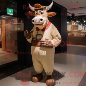 Máscara de máscara Tan Zebu com capuz e macacão - Mascotes Zebu - REBROKO_287245 - RedBrokoly.com