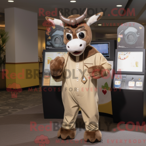 Tan Zebu maskot kostume...
