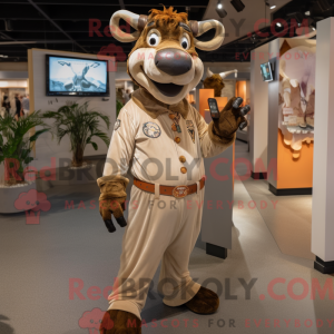 Tan Zebu maskot kostume...