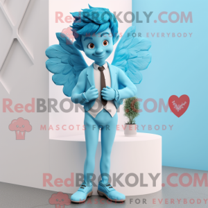Cyan Cupid maskot kostume...