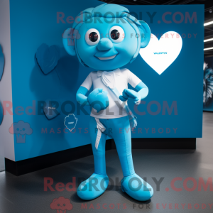 Cyan Cupid maskot kostume...