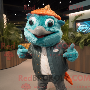 Turkis laks maskot drakt...