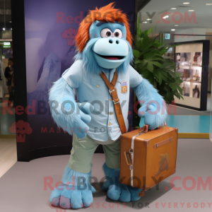 Cyan orangutang maskot...