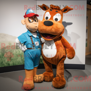 Rust Guernsey Cow mascot...